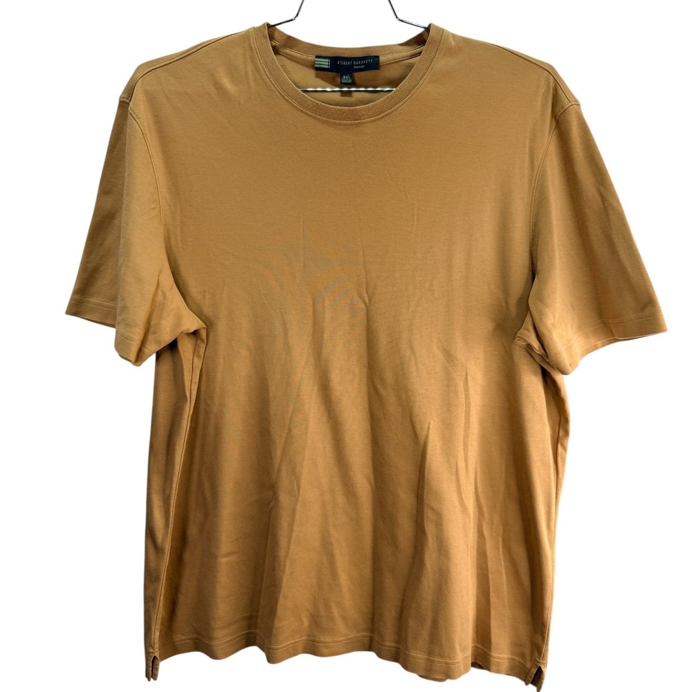 Robert Barakett T-Shirt Mens XXL Tan Pima Cotton Crew Neck Luxury Short Sleeve